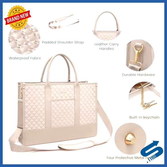 17 Inch Waterproof Laptop Tote Bag with Clutch, Lightweight Shoulder Bag - Picture 6 of 6